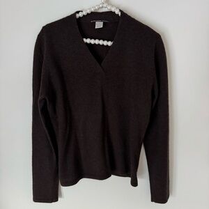 For the republic chocolate brown cashmere vneck sweater